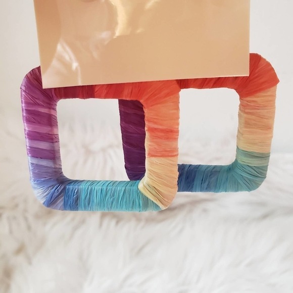 NWT Multi raffia square drop earrings - Picture 5 of 8
